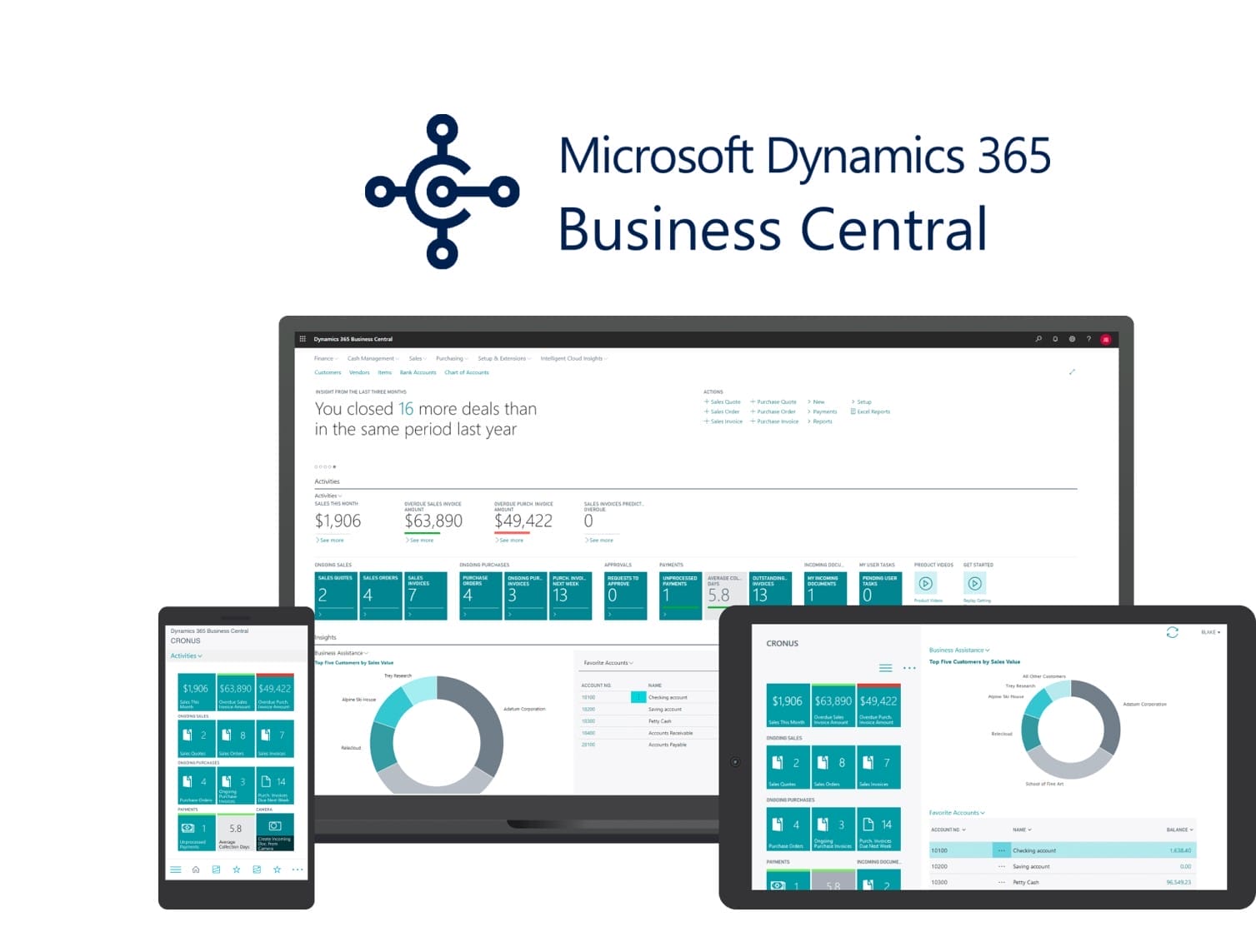 Interface of Microsoft Business Central In multiple device